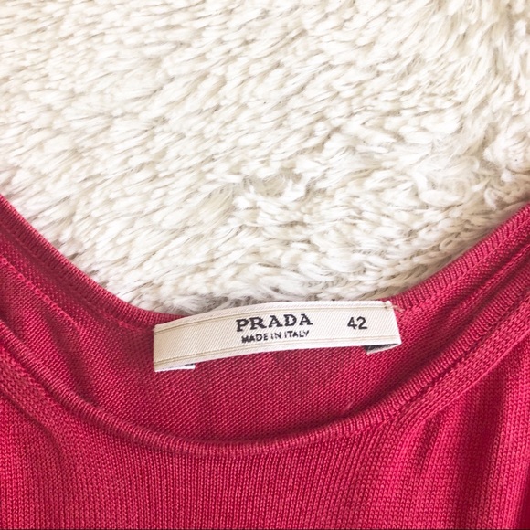 Prada Red Swoop Neck Knit Tank Top Italian Size 42 - Picture 3 of 6